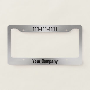 Promotional Brushed Metal Look Company Name Text License Plate Frame