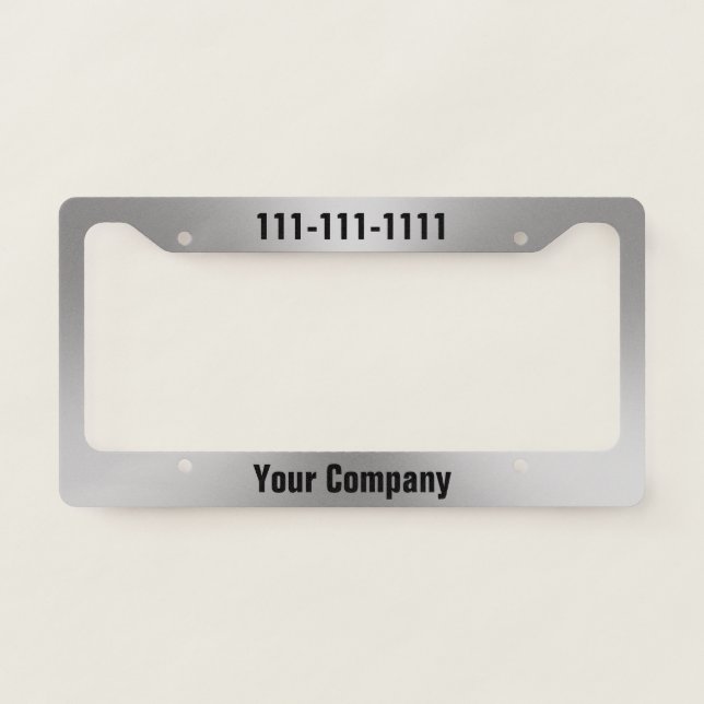 Promotional Brushed Metal Look Company Name Text License Plate Frame (Front)