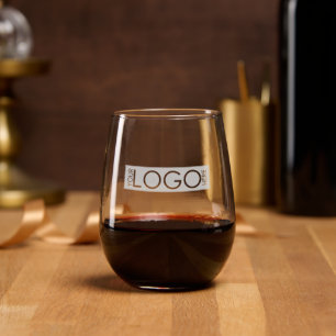 Promotional Business Company Logo Etched Stemless Wine Glass