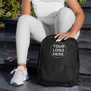 Promotional Business Corporate Logo Black Branded Printed Backpack