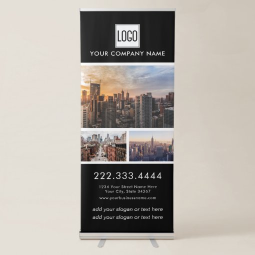 Promotional Business Logo 3 Photos Retractable Banner | Zazzle