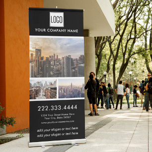Promotional Business Logo 3 Photos Retractable Banner
