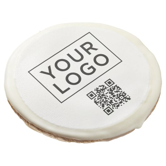 Promotional Business Logo and Custom QR Code Sugar Cookie (Angled)