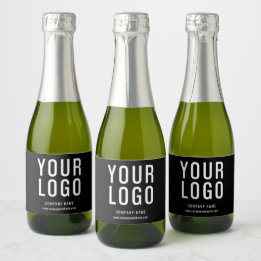 Promotional Business Logo Black Sparkling Wine Label