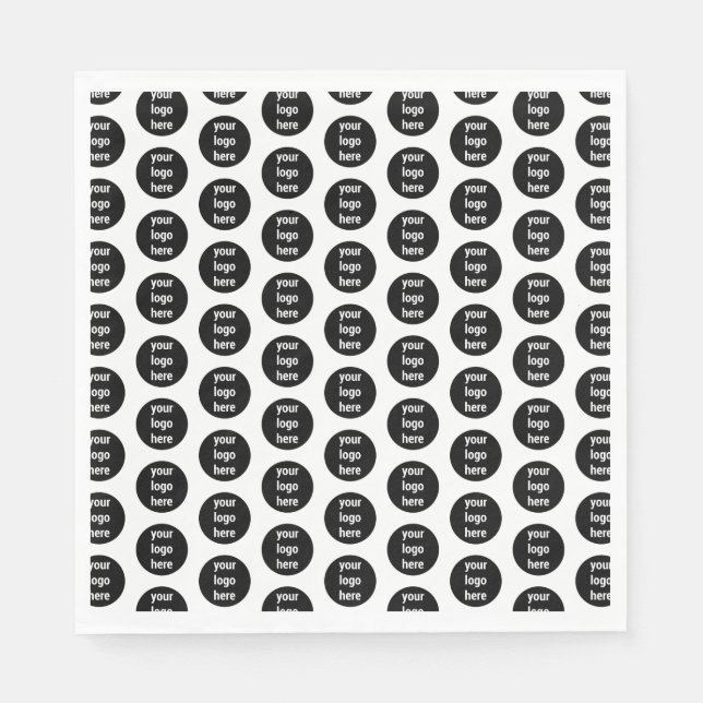 Promotional Business Logo Black White Pattern  Napkins (Front)