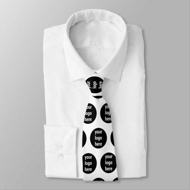 Promotional Business Logo Black White Pattern  Nec Neck Tie (Tied)
