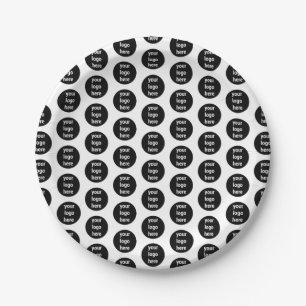 Promotional Business Logo Black White Pattern Paper Plates