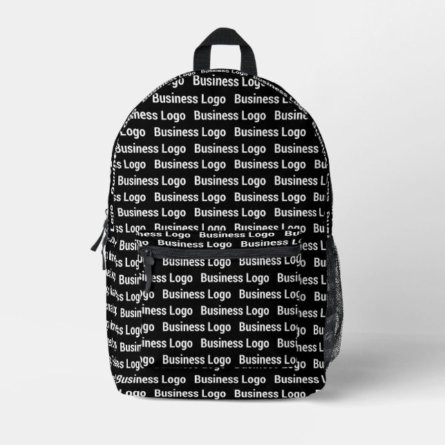 Promotional Business Logo Black White Pattern  Printed Backpack (Front)