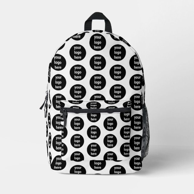Promotional Business Logo Black White Pattern  Printed Backpack (Front)
