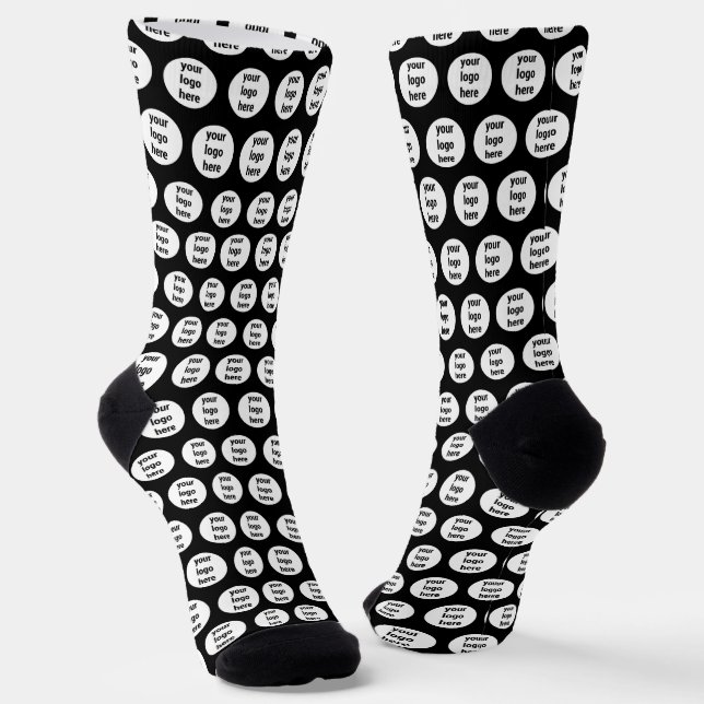Promotional Business Logo Black White Pattern  Socks (Angled)
