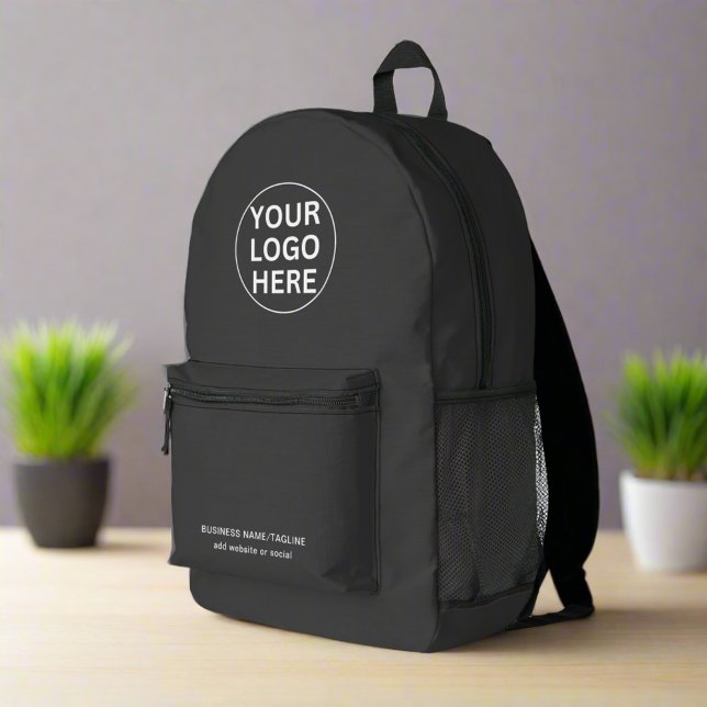 Promotional Business Logo l Branding Text Gray Printed Backpack (Creator Uploaded)
