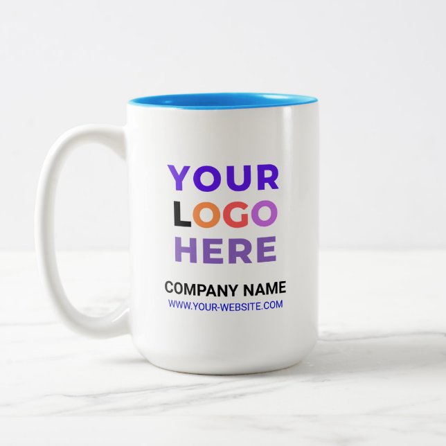 Promotional Business Logo | Personalized Company Two-Tone Coffee Mug (Left)