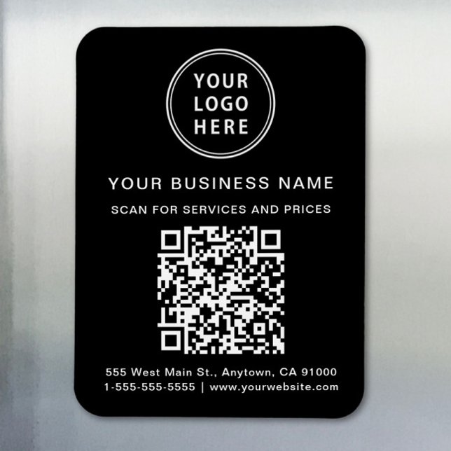 Promotional Business Logo QR Code Black Magnet (Creator Uploaded)