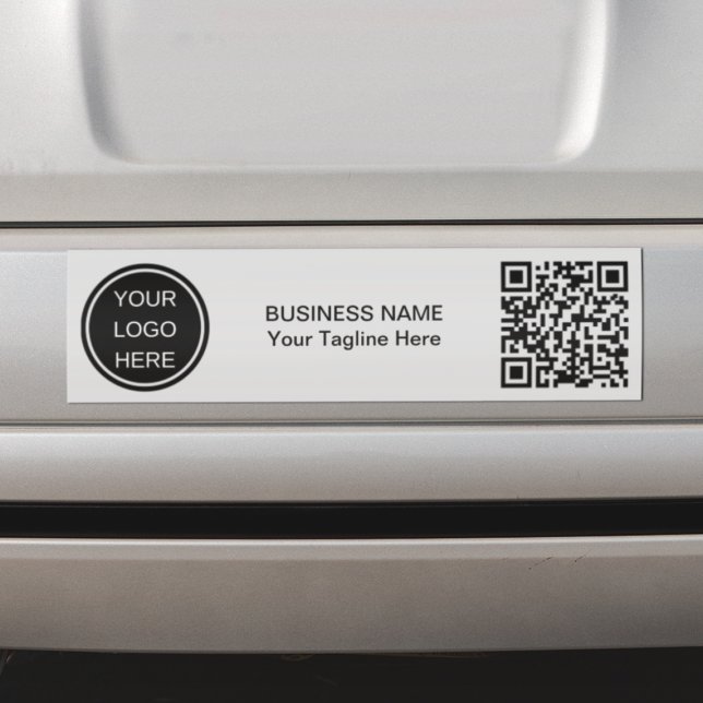 Promotional Business Logo & QR Code Branding Gray Bumper Sticker (Creator Uploaded)