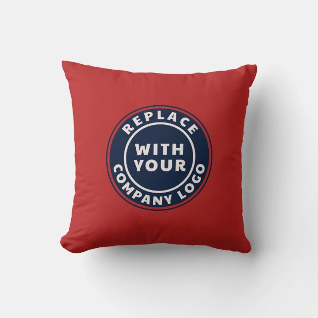 Promotional Business Logo Red Corporate Custom Throw Pillow (Front)