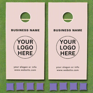 Promotional Business Logo & Text Blush Pink Cornhole Set