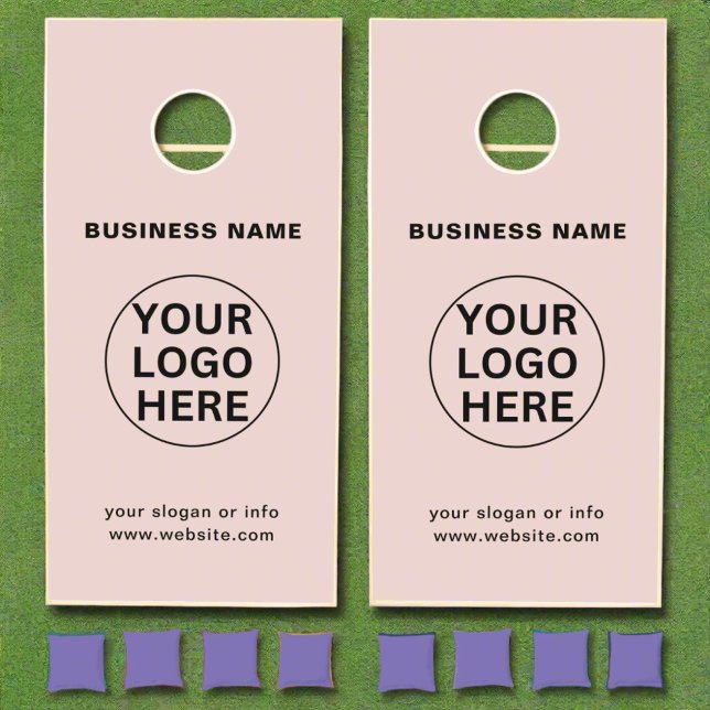 Promotional Business Logo & Text Blush Pink  Cornhole Set (Creator Uploaded)