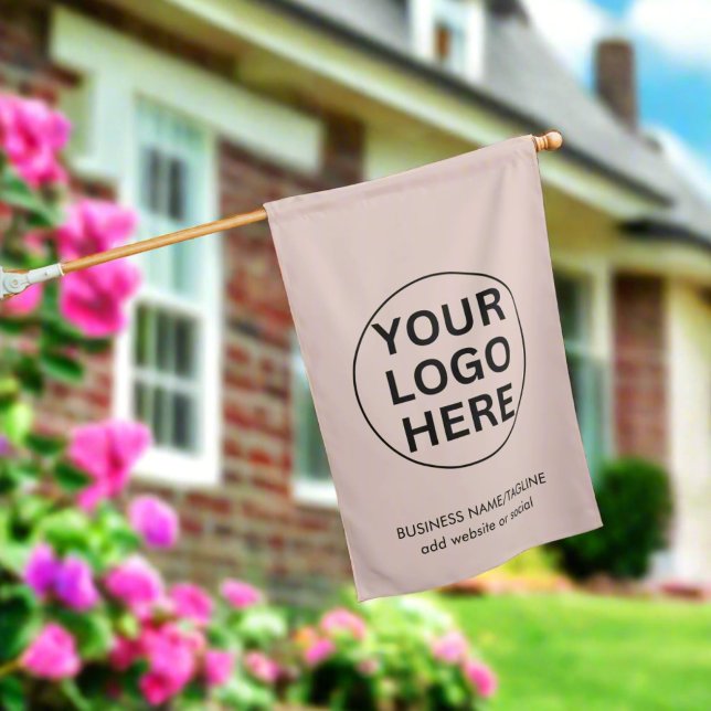 Promotional Business Logo & Text Blush Pink  House Flag (Creator Uploaded)