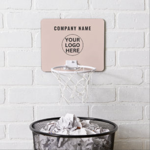 Promotional Business Logo & Text Clean Blush Pink Mini Basketball Hoop