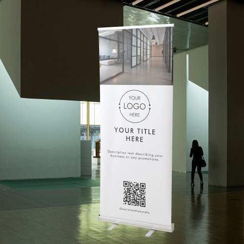 Promotional Business Photo Logo Text QR Code  Retractable Banner