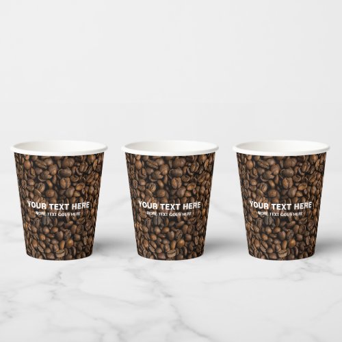 Promotional Coffee Beans Upload Business Logo Here Paper Cups
