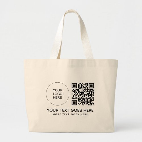 Promotional Company Business Logo QR Code Barcode Large Tote Bag