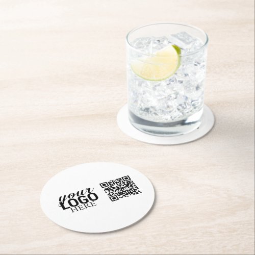 Promotional Company Business Logo  QR Code Round Paper Coaster