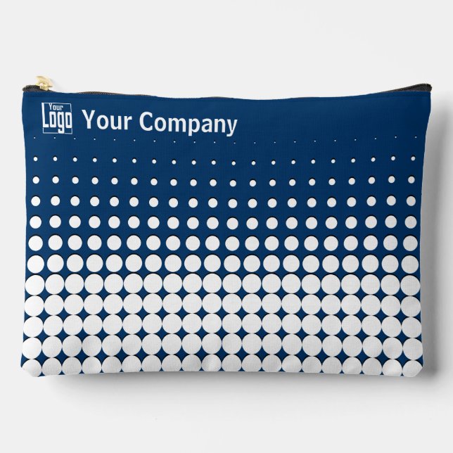 Promotional Company Logo Dots Blue Black White  Accessory Pouch (Front)