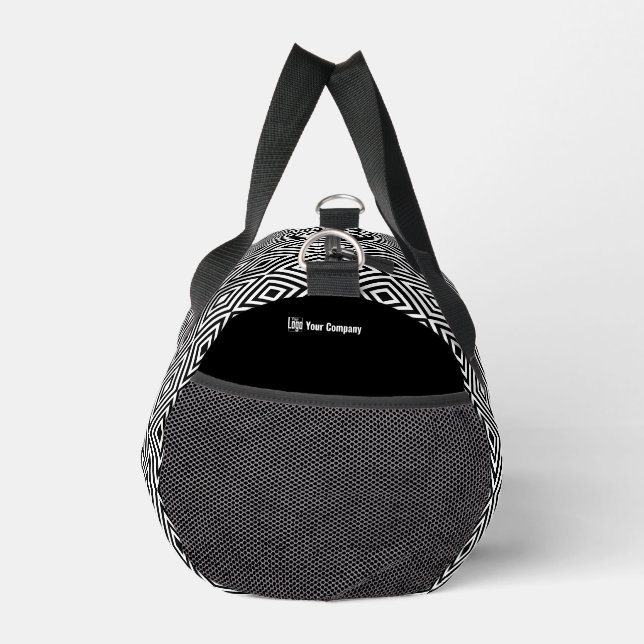 Promotional Company Logo Name Black & White  Duffle Bag (Right)