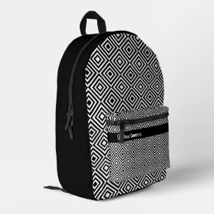 Promotional Company Logo Name Black & White Printed Backpack