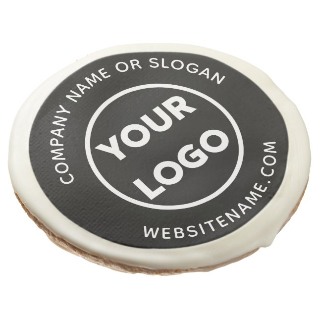Promotional Company Logo Text Business Event Black Sugar Cookie
