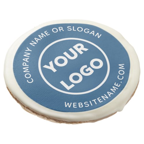 Promotional Company Logo Text Business Event Blue Sugar Cookie