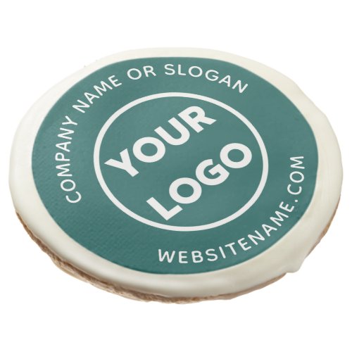 Promotional Company Logo Text Business Event Teal Sugar Cookie