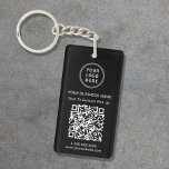 Promotional Connect With Us Logo QR Code Black Keychain<br><div class="desc">Modern and professional black promotional keychain featuring your QR code for customers to scan for a list of your products,  services,  prices or other information. Upload your logo and QR code and add your company name,  website,  business slogan,  phone number,  etc.,  in simple white typography.</div>