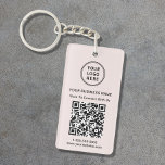 Promotional Connect With Us Logo QR Code Pink Keychain<br><div class="desc">Modern and professional light pink promotional keychain featuring your QR code for customers to scan for a list of your products,  services,  prices or other information. Upload your logo and QR code and add your business name,  website,  slogan,  phone number,  etc.,  in simple typography.</div>