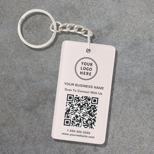 Promotional Connect With Us Logo QR Code Pink Keychain