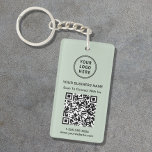 Promotional Connect With Us Logo QR Code Sage Keychain<br><div class="desc">Modern and professional sage green promotional keychain for your business that features your QR code for customers to scan for a list of your products,  services,  prices or other information. Upload your logo and QR code and add your company name,  website,  slogan,  phone number,  etc.,  in simple typography.</div>