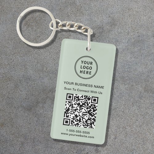 Promotional Connect With Us Logo QR Code Sage Keychain