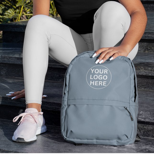 Promotional Corporate Logo Dusty Blue Branded Printed Backpack (Creator Uploaded)