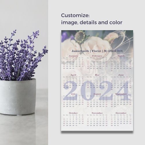Promotional Custom 2024 Florist Calendar Magnet