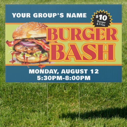 Promotional Custom Burger Bash Fundraiser Sign