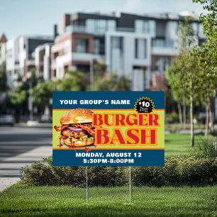 Promotional Custom Burger Bash Fundraiser Sign