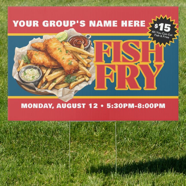 Promotional Custom Fish Fry Fundraiser Sign (Insitu)