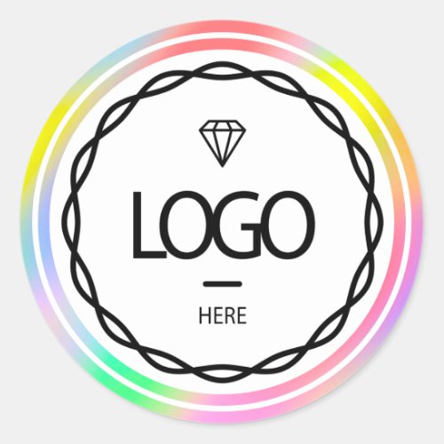 Promotional Custom Logo Holographic Colors Rainbow Classic Round Sticker