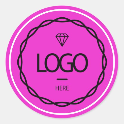 Promotional Custom Logo Pink WhiteFrame Packaging  Classic Round Sticker