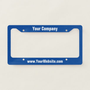 Promotional Dark Blue & White Website & Company License Plate Frame