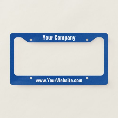 Promotional Dark Blue  White Website  Company License Plate Frame