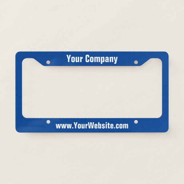 Promotional Dark Blue & White Website & Company License Plate Frame (Front)