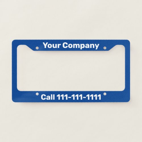Promotional Deep Blue and White Company Name Phone License Plate Frame