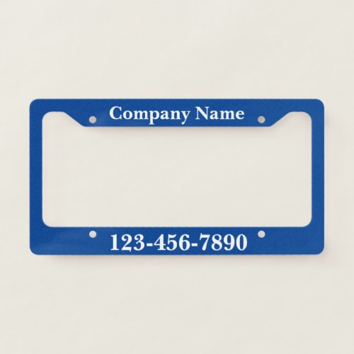 Promotional Deep Blue and White Text for Business License Plate Frame